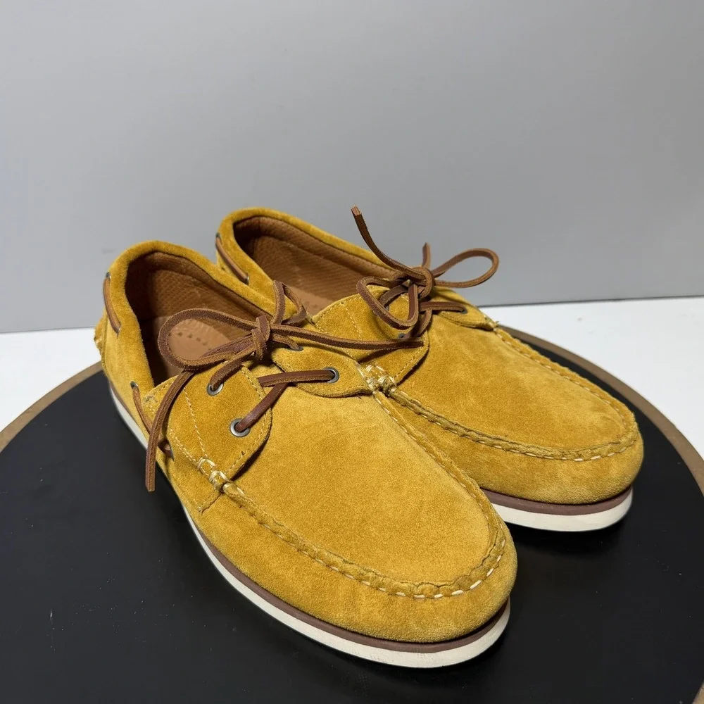 Allen Edmonds Shoes Mens Size 9 D Yellow Suede Boat Moc Toe Casual Forte 10